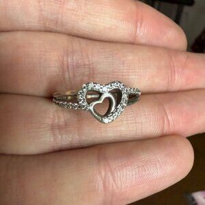 925 Sterling Silver Heart Ring JTS | CZ Stones | Size 8